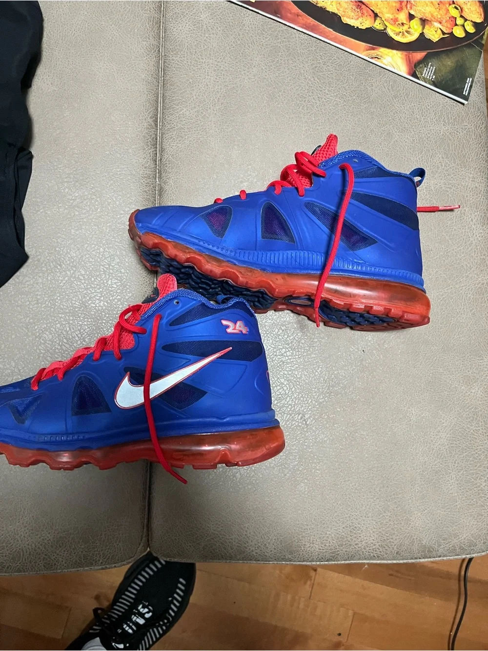 Nike youth Griffey #24  High-Top Sneakers in Blue and Red